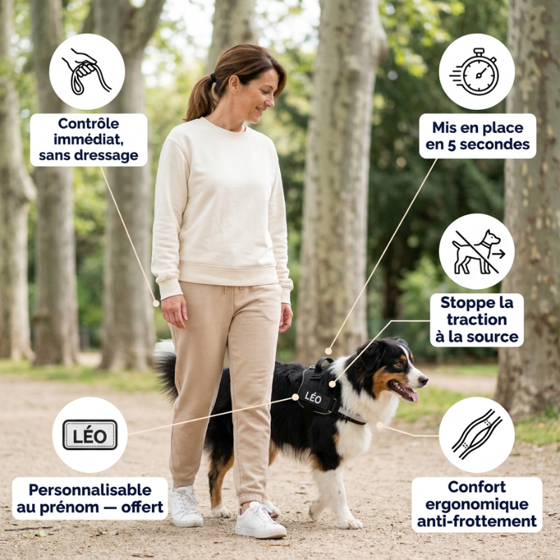 Veltrio – Harnais Anti-Traction Chien | Contrôle Total Sans Dressage